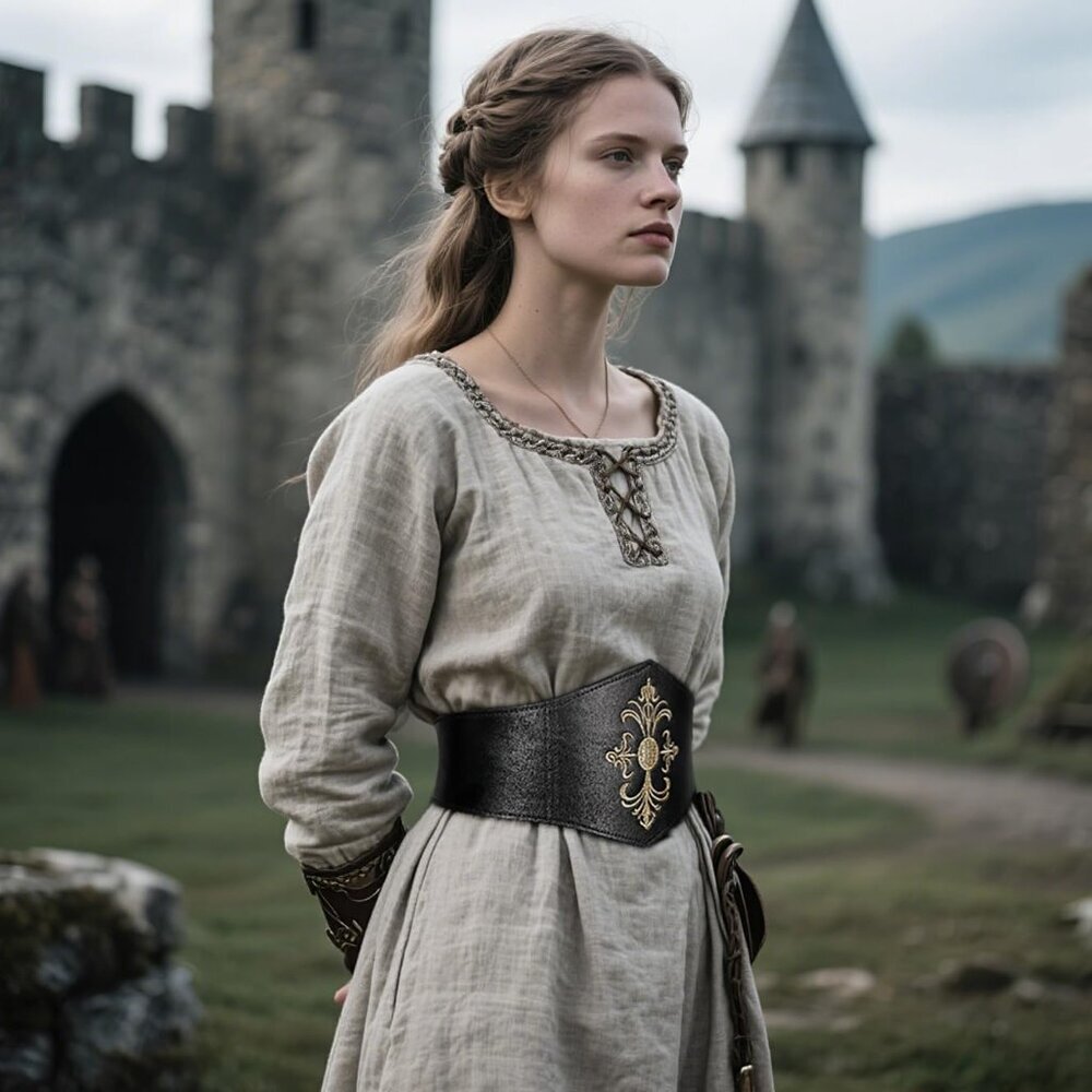 Women Viking Corset Belt Renaissance Cinch Belt Halloween Medieval Pirate Black - Picture 2 of 8